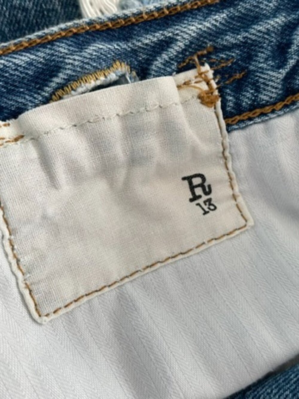 R13 Skirt Distressed Destroyed Norbury Jasper Denim Blue Jean Sz 28 Grunge $450 - Picture 14 of 16